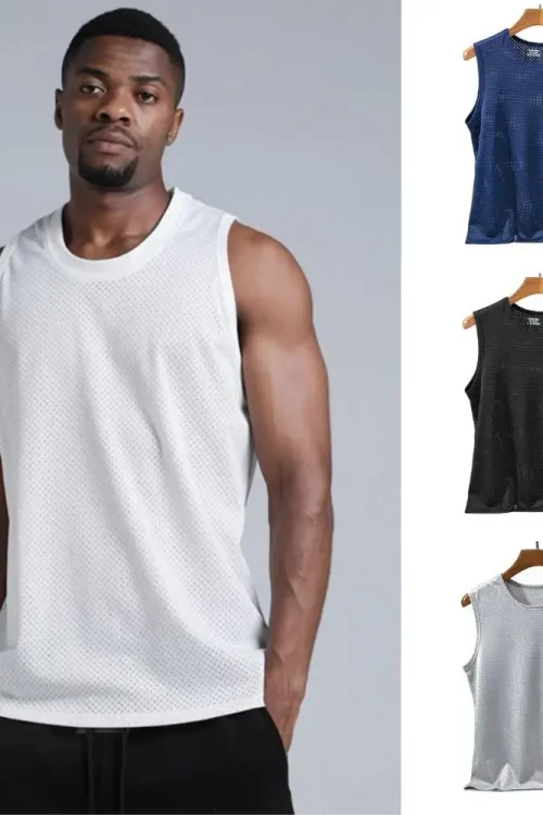 Summer Men's Clothing Gym T-shirt Man Men's Tank Top Mesh Gym Stringer Sleeveless Sportwear Muscle Vest Sleeveless T-shirts NEW