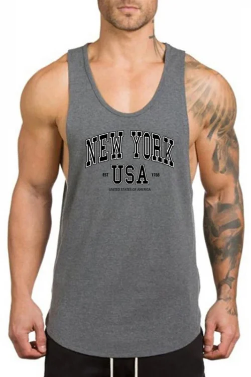 Summer Cotton Breathable Sleeveless T-Shirts Mens Workout Muscle Casual Sport Tank Tops Gym Fitness Bodybuilding Running Vests