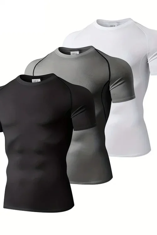 1/3 Pack Mens Compression Clothing Summer Tights T Shirt Quick Dry Sportswear Running T-shirts Sports Tops Tee Gym Workout Shirt