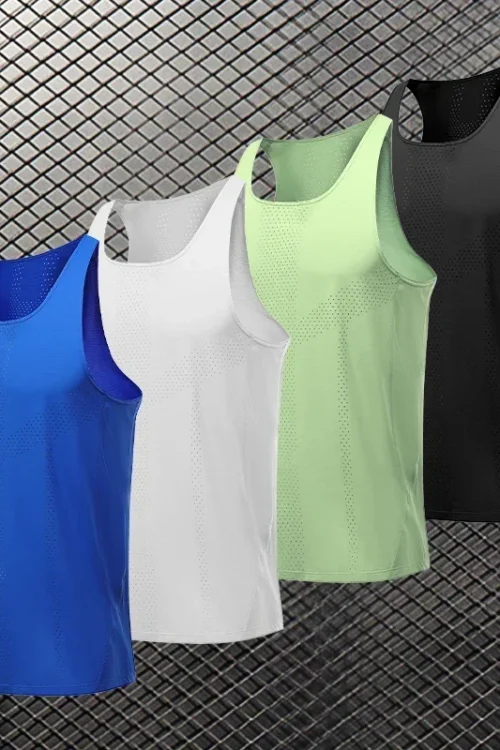 Men Leisure Sleeveless T-shirt Basketball Activewear Fitness Workout Sleeveless Tank Breathable and Quick-drying Running Top