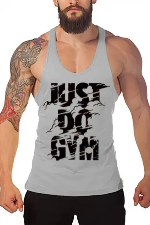 Muscle-Focused Men's 100% Cotton Vest - Y-Back Stringer Gym Clothing for Bodybuilding, Workout Training & Fitness Performance