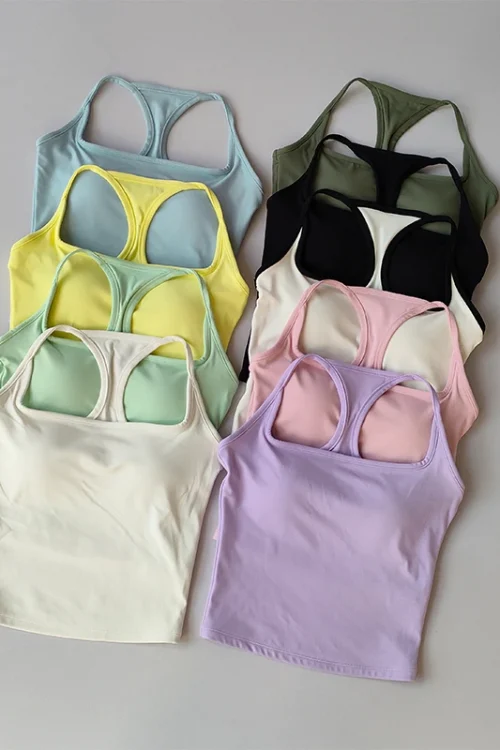 Sports and Fitness Vest with Chest Pad Summer Shockproof Beauty Back Nude Feeling Suit Pilates Training Yoga Top Yoga Clothing